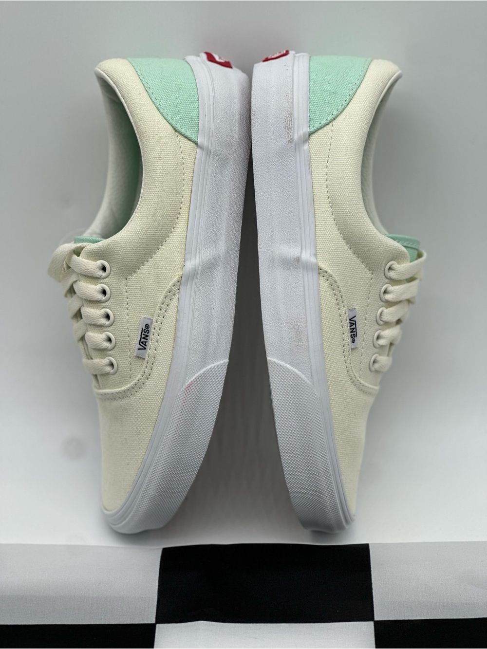 Vans Cream Canvas Sneakers with Mint Green Lining - Picture 8 of 10
